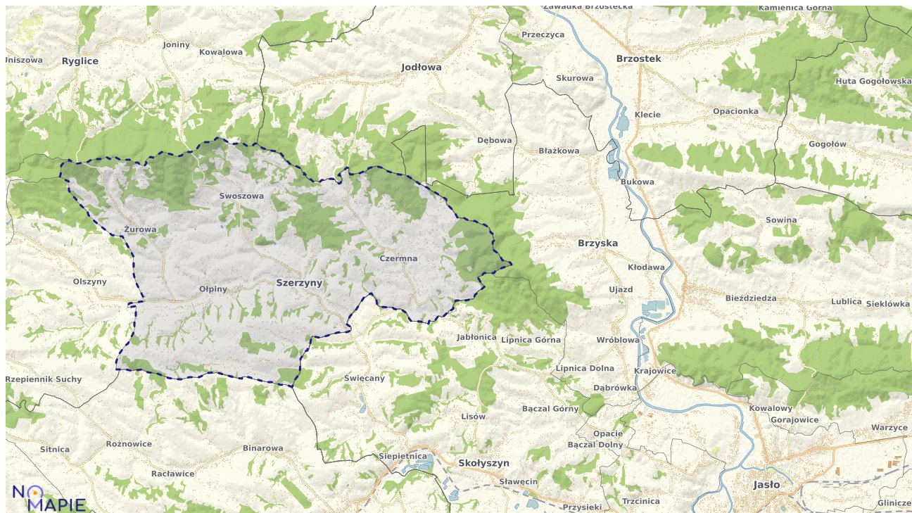 Mapa obszarów ochrony przyrody Szerzyn